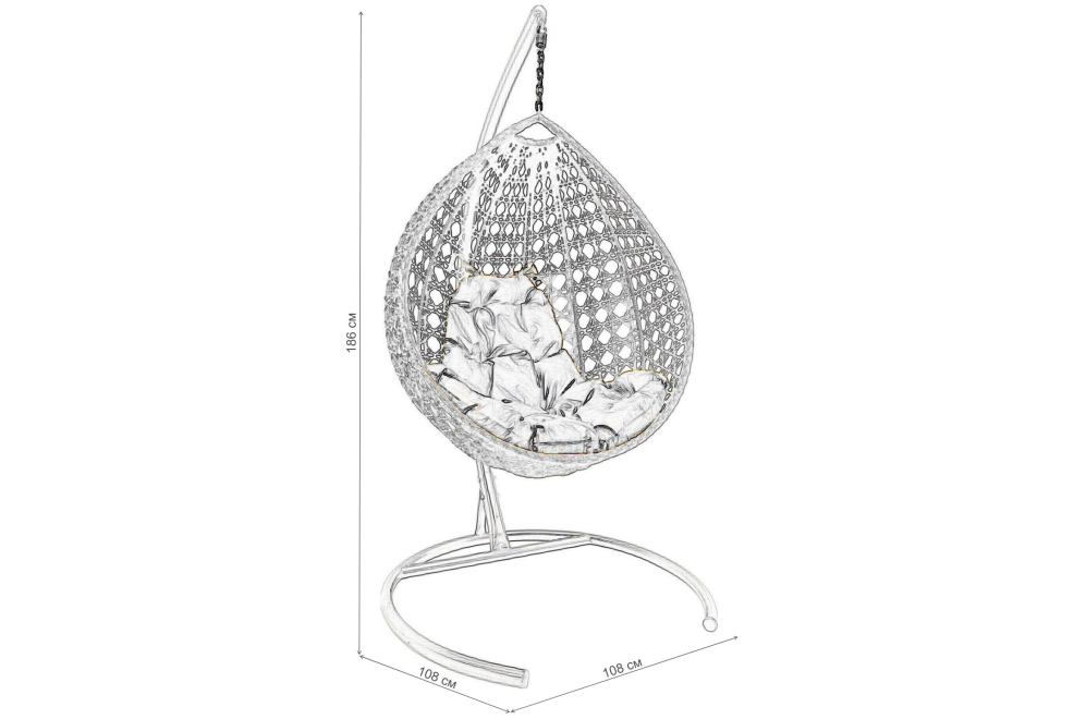 Подвесное кресло Капля Люкс чёрное / красная подушка