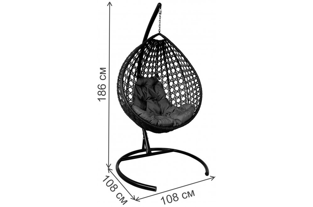 Подвесное кресло Капля Люкс серое / коричневая подушка