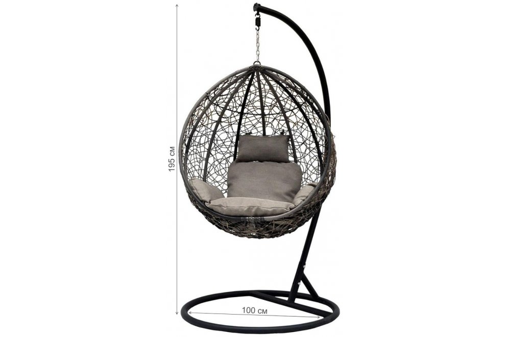 Подвесное кресло Kokos Promo серая подушка