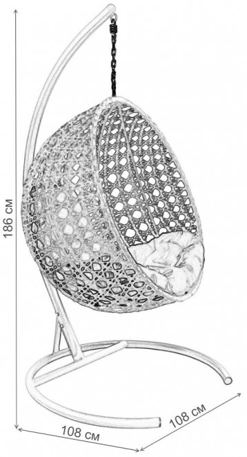 Подвесное кресло Круг Люкс чёрное / бордовая подушка
