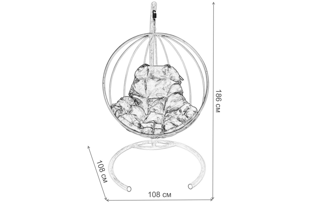 Подвесное кресло Круг серое / бежевая подушка
