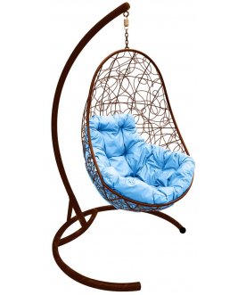 Подвесное кресло Овал коричневый / голубой