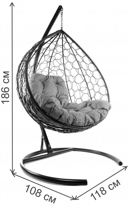 Подвесное кресло XL черный / синяя подушка