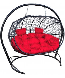 Подвесной диван Лежебока черный / красный