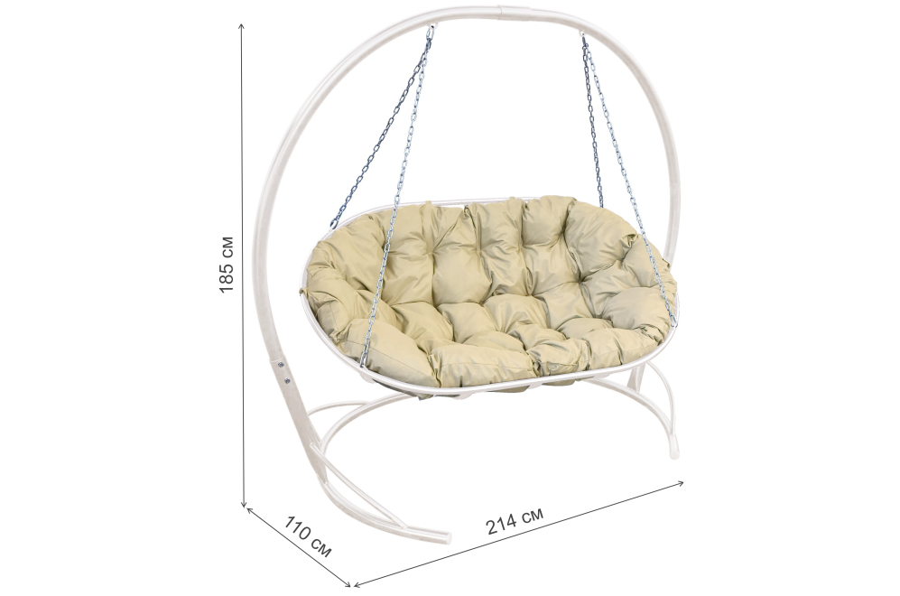 Подвесной диван Мамасан белый / бежевая подушка