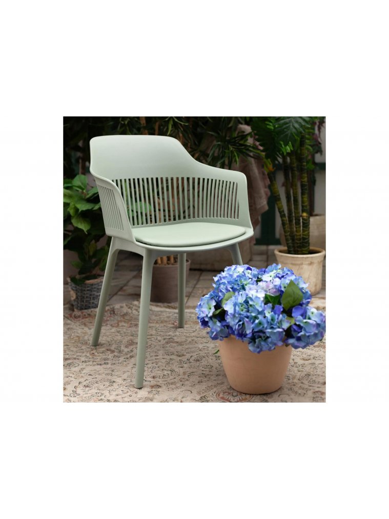 Пластиковый стул Донателло с подушкой серо-зеленый