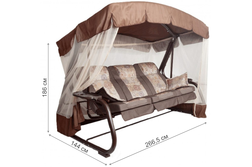 Качели садовые Палермо Премиум с591 трехместные меб ткань