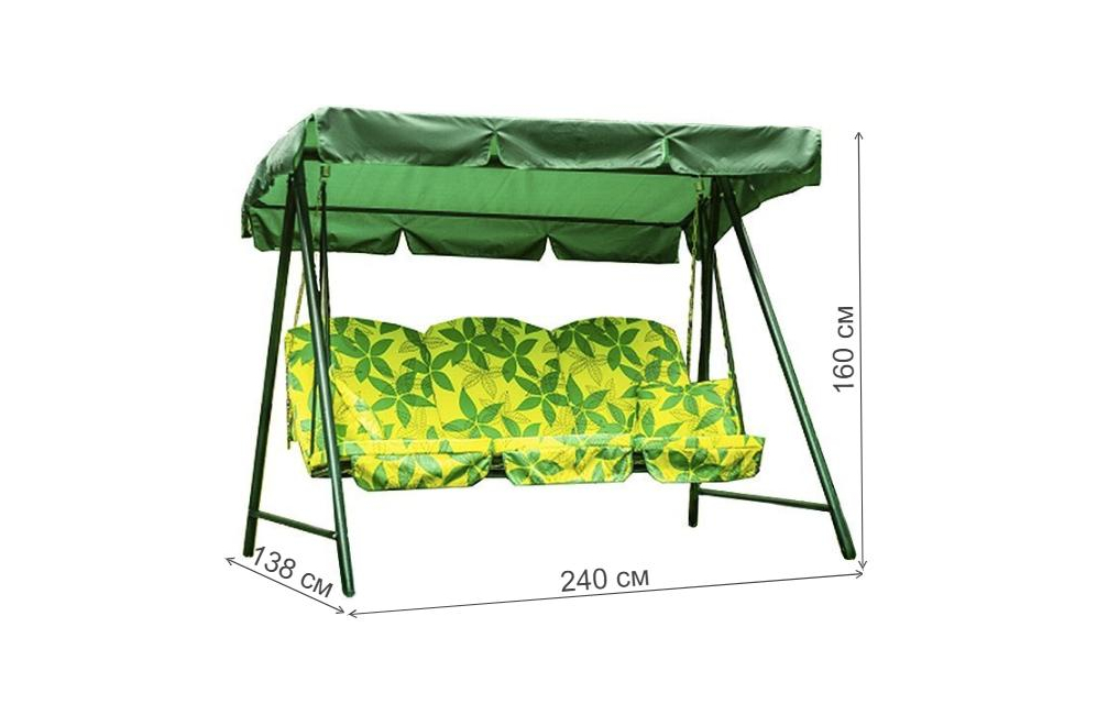 Качели садовые Рица с1114 зеленый / желтый / цветы