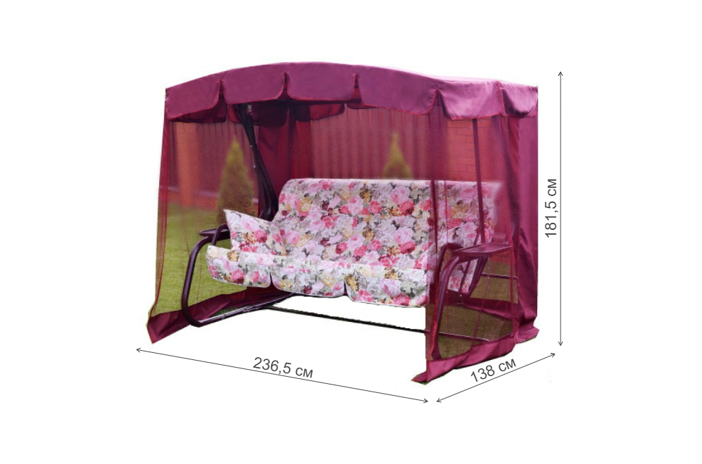 Качели садовые Турин-2 с914 бордовый / разноцветный / цветы