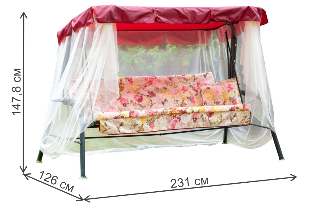 Качели садовые Варна тафтинг разноцветный трехместные