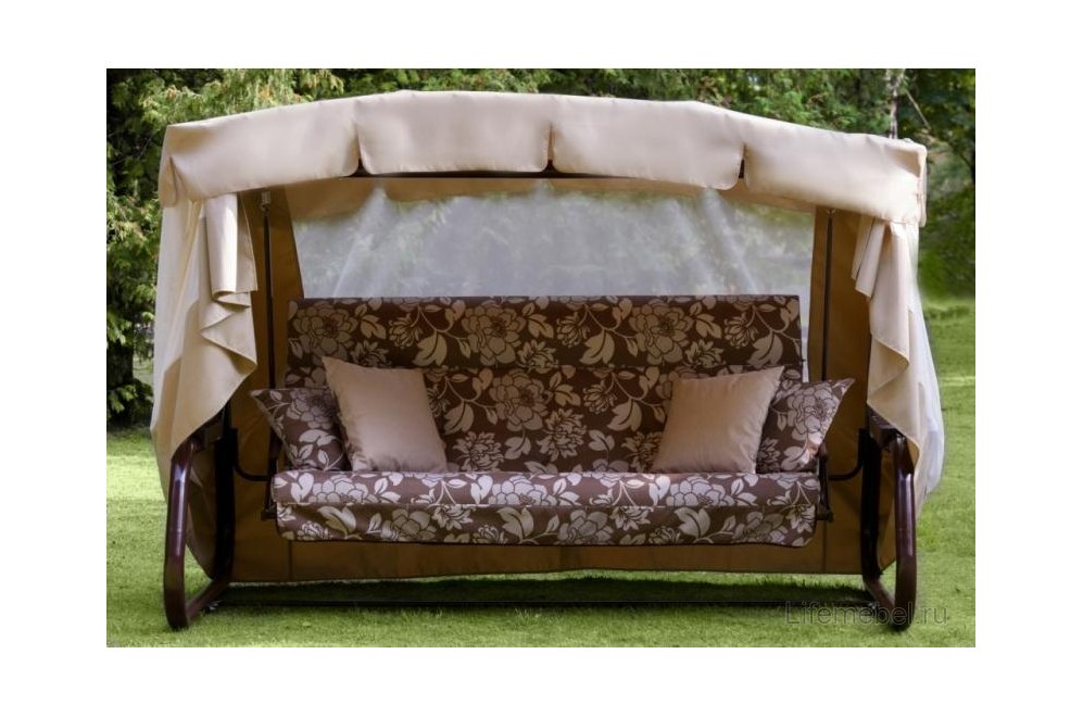 Садовые качели Александрия коричневые / бежевые