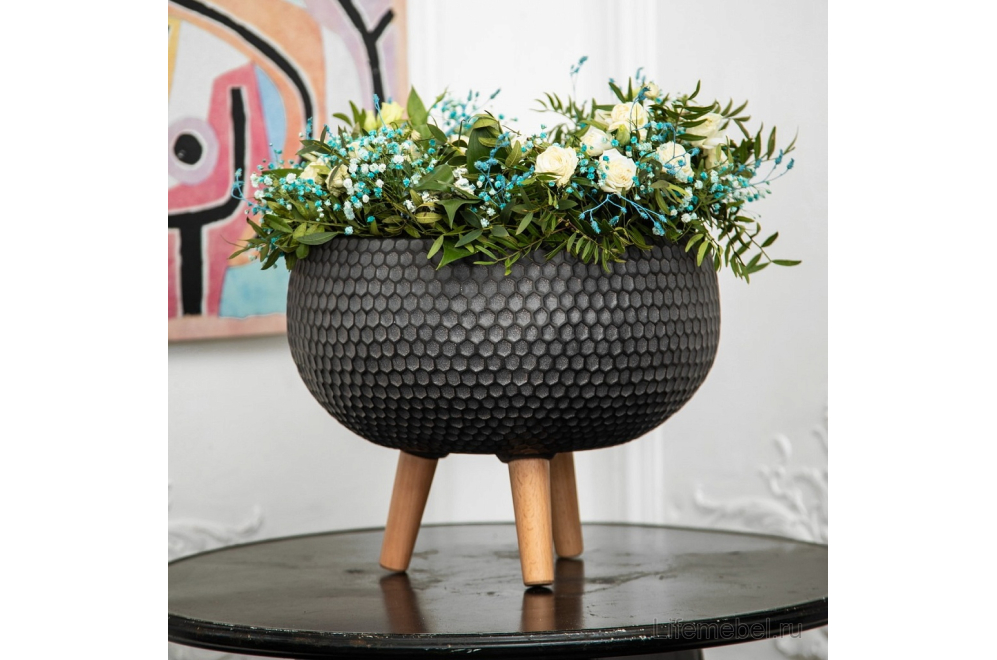 Кашпо Ханни Чаша HON-BLK-27 черное D27.5 H25 cm
