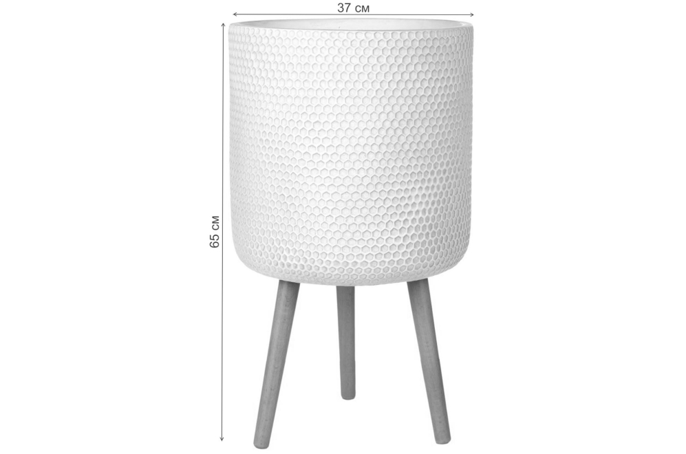 Кашпо Ханни Круглое HON-CLNDR-AW-37 D37 H65 cm белое