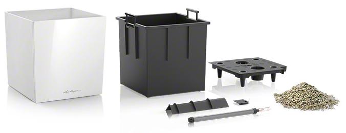 Кашпо Lechuza 16368 CUBE 40 серебристый металлик