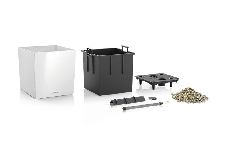 Кашпо Lechuza 16369 CUBE 40 черный блестящий