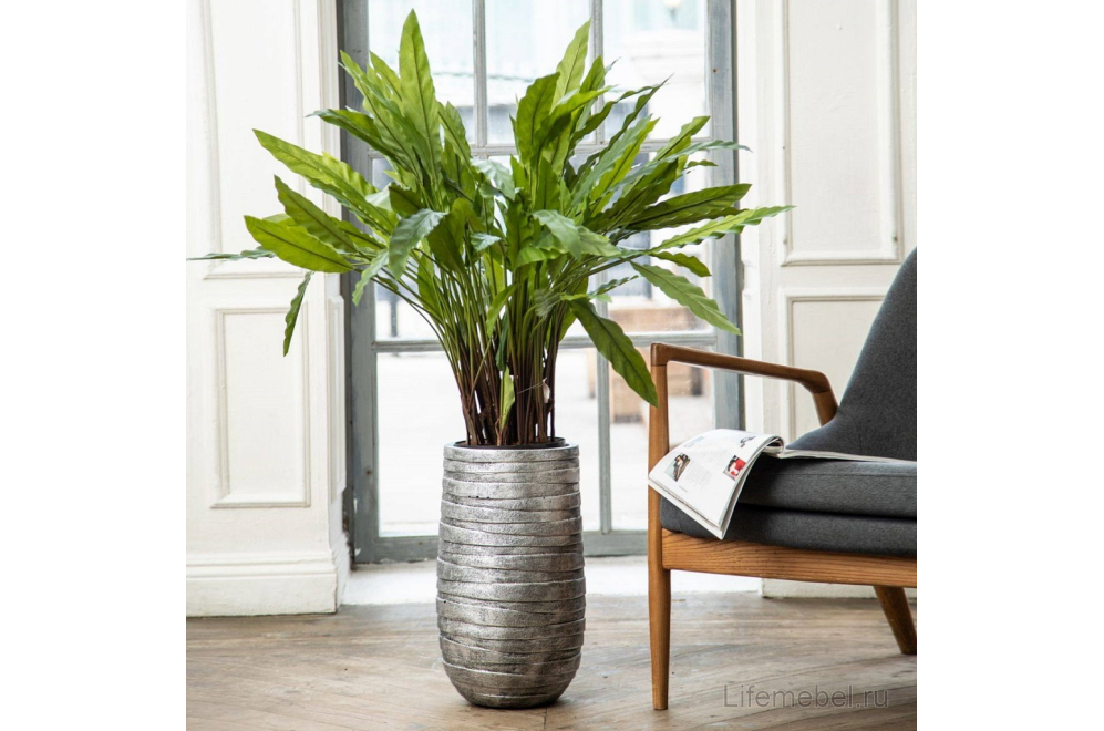 Кашпо Роу Высокое ROWEV26-SLV D26.5 H45 cm серебро