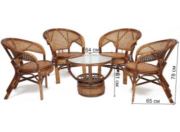 Кофейный комплект из ротанга Pelangi 02/15