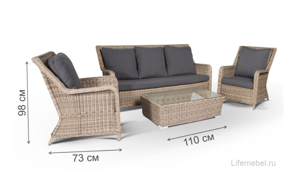 Комплект для отдыха из ротанга Дживан соломенный