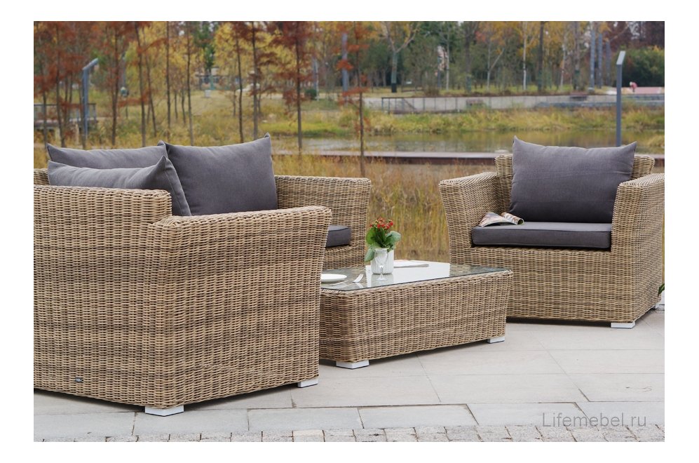 Комплект для отдыха из ротанга Пакора Сингл соломенный