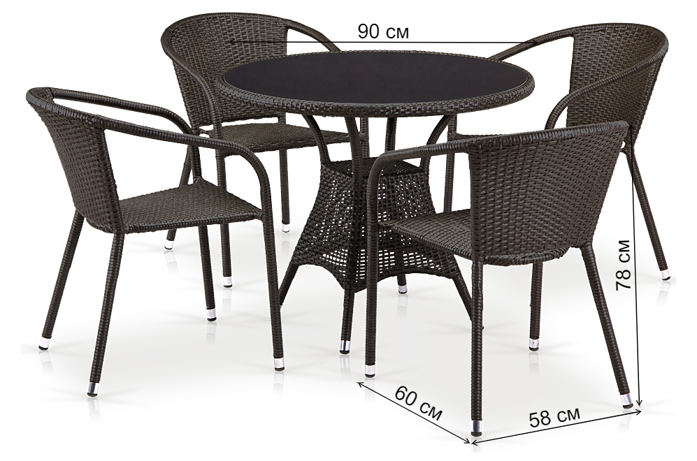 Обеденный комплект T197ANS-W53/Y137C-W53 Brown