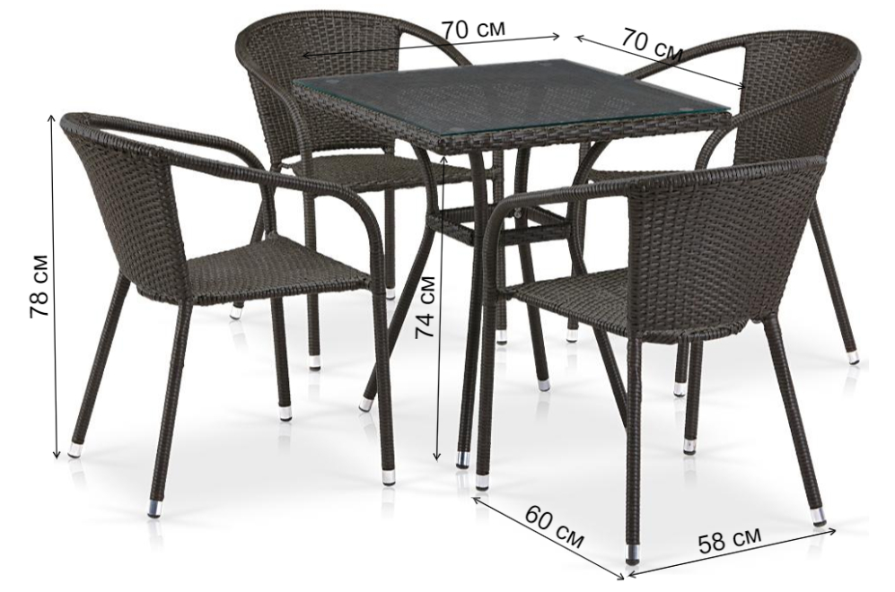 Обеденный комплект T282BNT/Y137C-W53 4 Brown