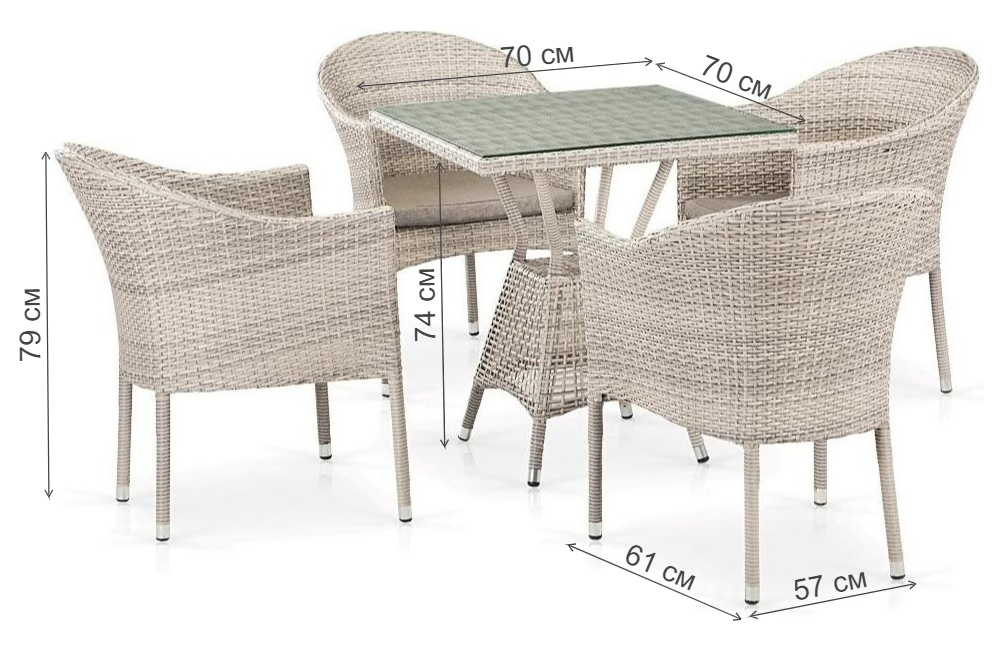 Обеденный комплект T706/Y350-W85 4 Latte