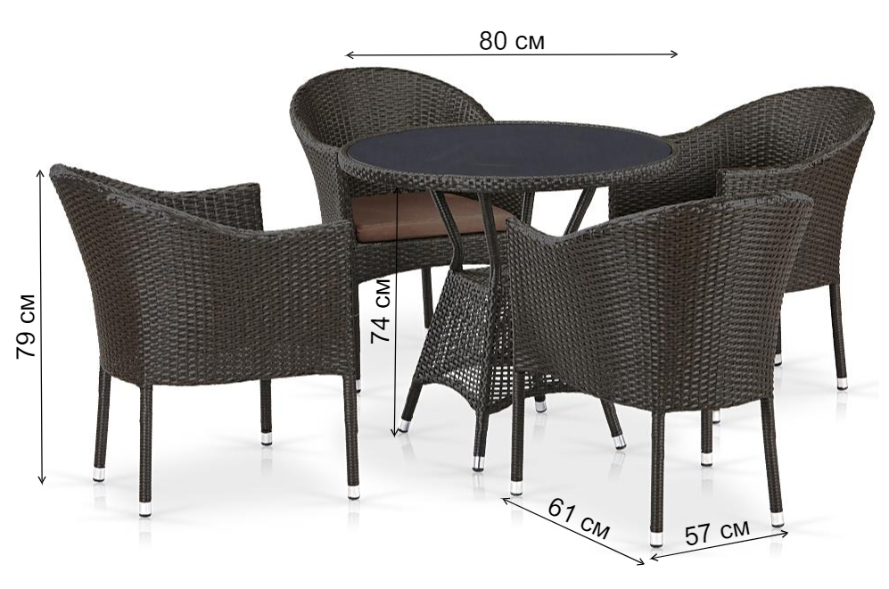 Обеденный комплект T707ANS/Y350-W53 4 Brown