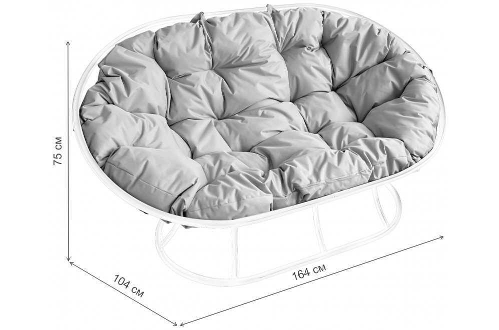 Металлический диван Мамасан серый / коричневая подушка