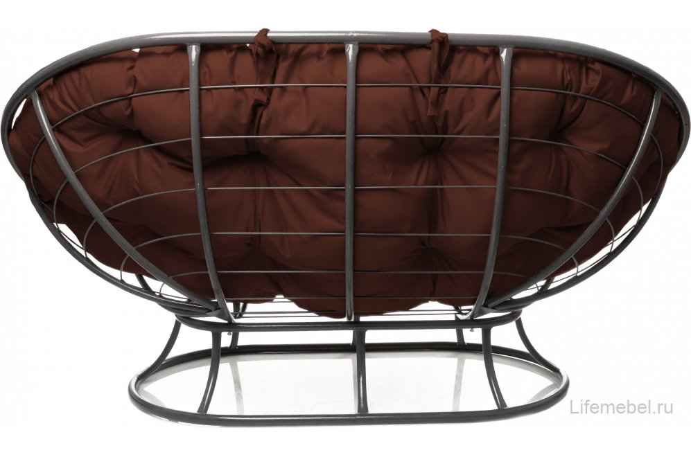 Металлический диван Мамасан серый / коричневая подушка