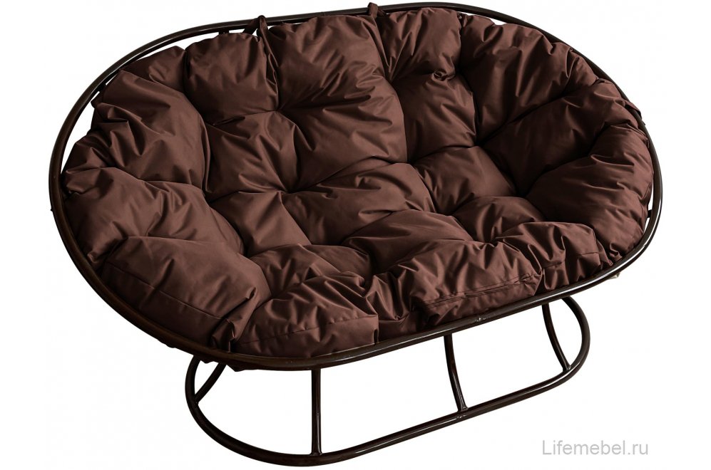 Комплект для отдыха из металла Мамасан Папасан чёрный / коричневая подушка