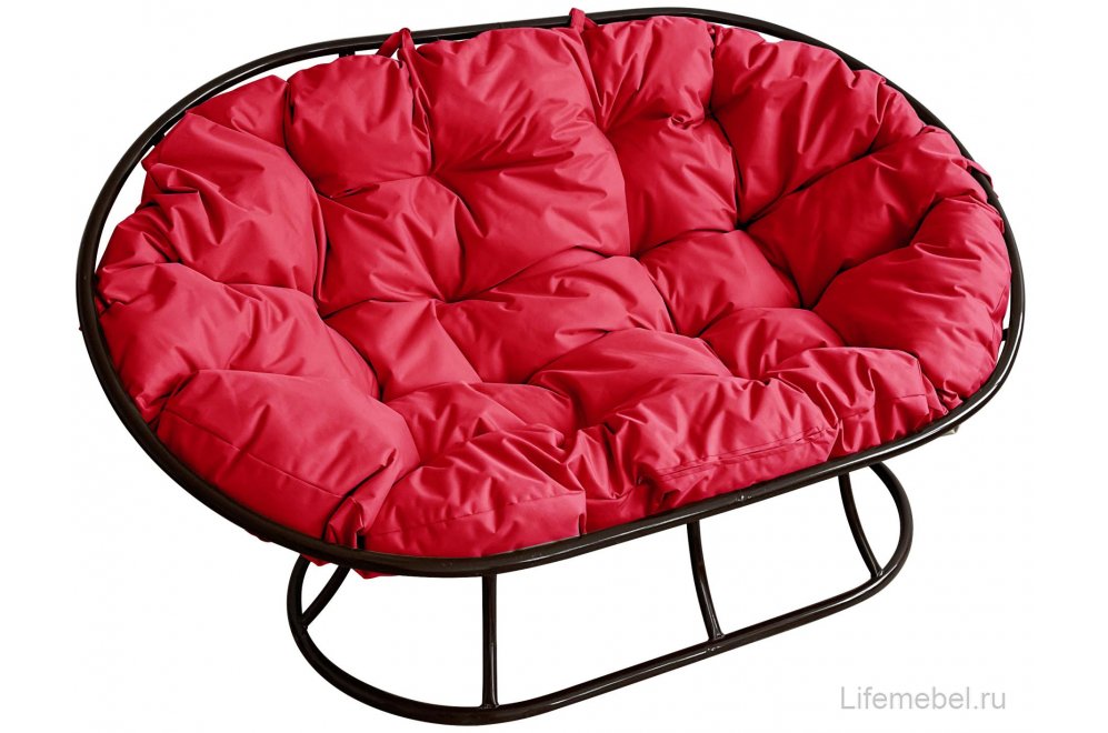 Комплект для отдыха из металла Мамасан Папасан чёрный / красная подушка