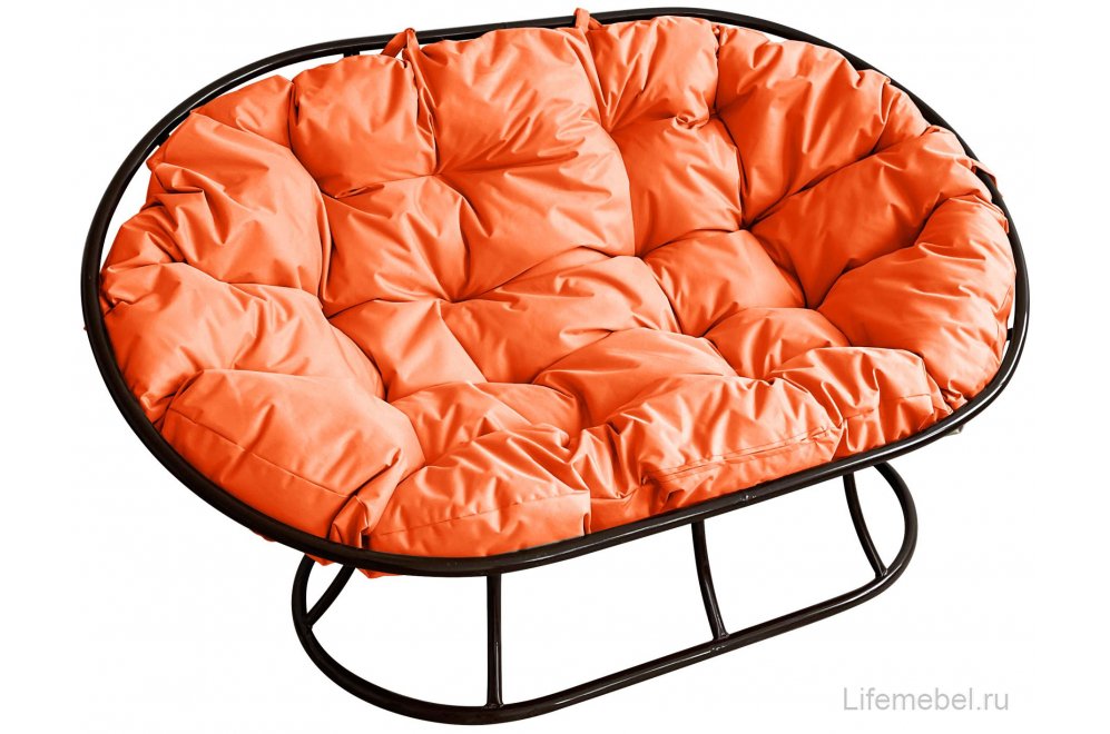 Комплект для отдыха из металла Мамасан Папасан чёрный / оранжевая подушка