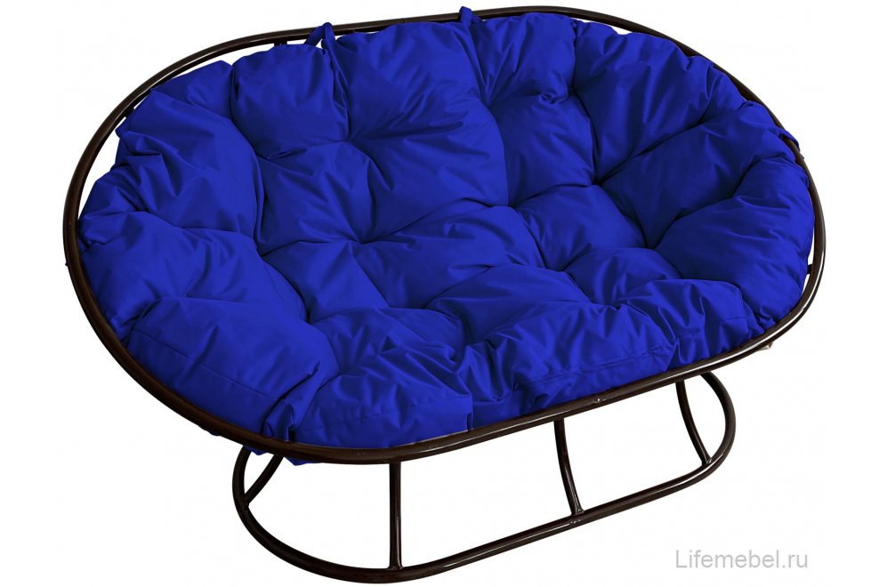 Комплект для отдыха из металла Мамасан Папасан чёрный / синяя подушка