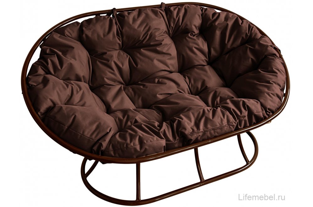 Комплект для отдыха из металла Мамасан Папасан коричневый / коричневая подушка