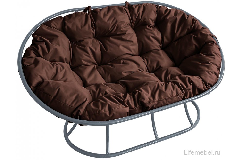 Комплект для отдыха из металла Мамасан Папасан серый / коричневая подушка
