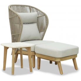 Лаунж-кресло плетеное с высокой спинкой Mali натуральный