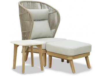 Лаунж-кресло плетеное с высокой спинкой Mali натуральный