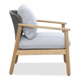 Лаунж-кресло деревянное с подушками Freeport песочный / угольный / серый