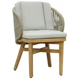 Кресло обеденное деревянное с подушками Mali натуральный