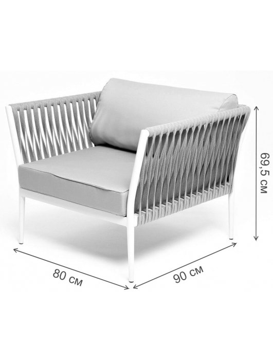 Кресло Juno ткань серая 017 / роуп серо-коричневый / светло-серый RAL7035 муар