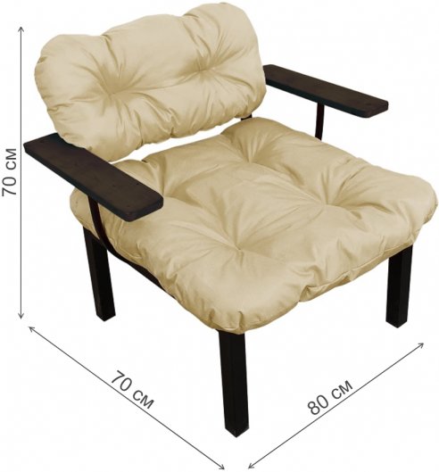 Металлическое кресло Дачное бежевая подушка