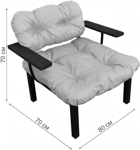 Металлическое кресло Дачное красная подушка