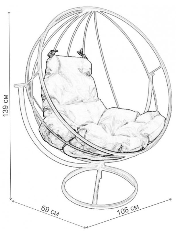 Металлическое кресло Круг серое / бежевая подушка