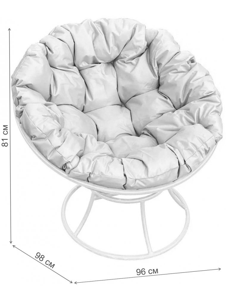 Металлическое кресло Папасан чёрное / бежевая подушка