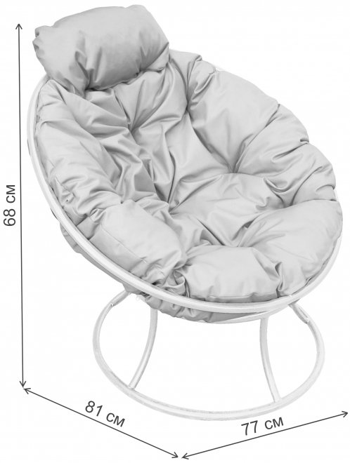 Металлическое кресло Папасан мини чёрное / бежевая подушка