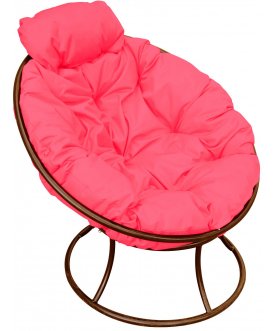 Металлическое кресло Папасан мини коричневый / розовый