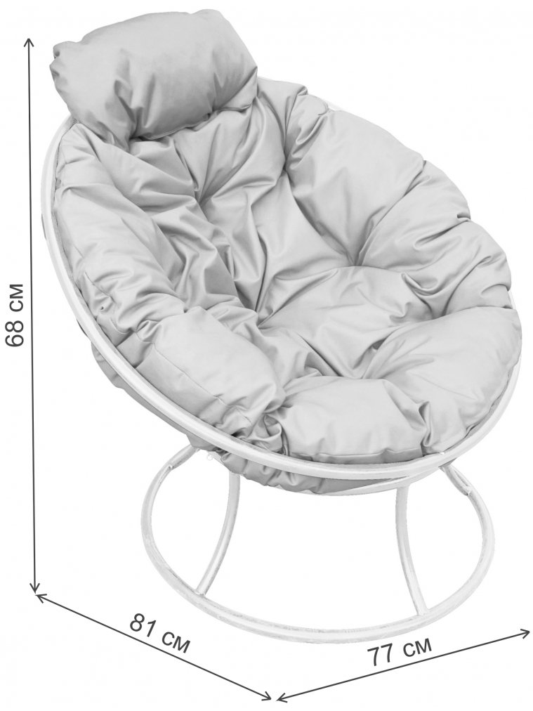 Металлическое кресло Папасан мини серое / голубая подушка