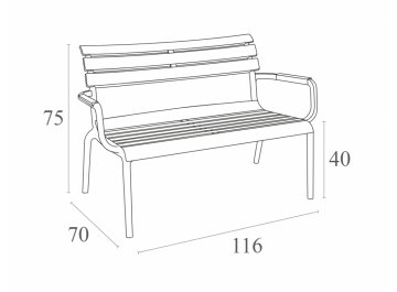 Диван пластиковый двухместный Paris Lounge темно-серый