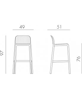 Стул пластиковый барный Lido тортора