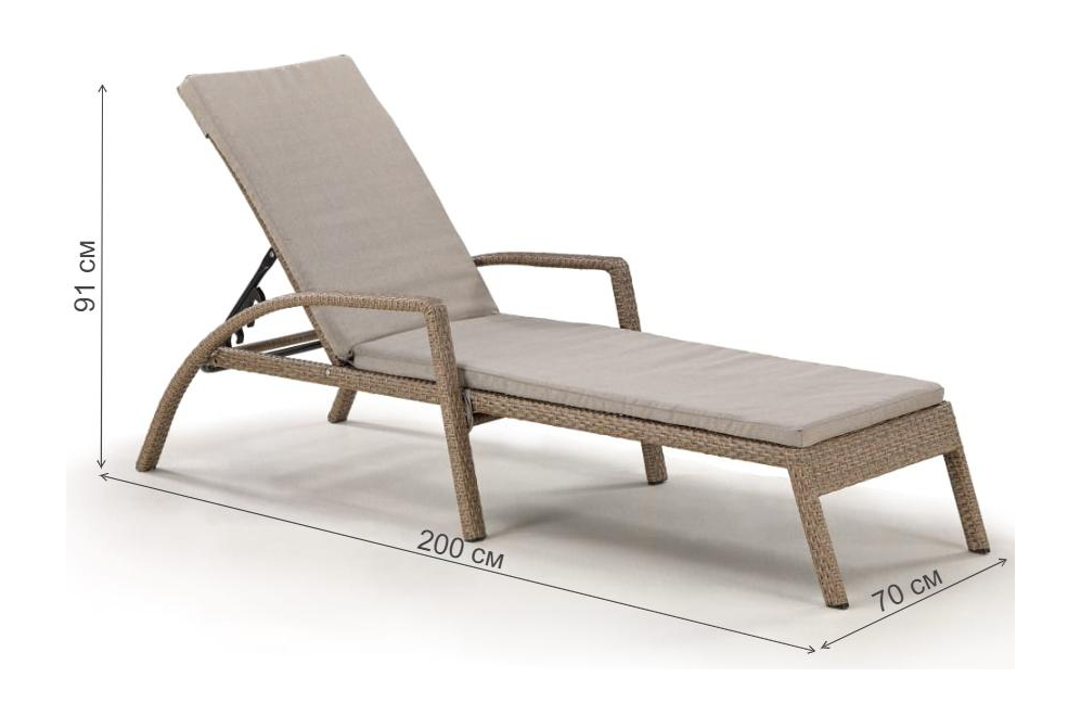 Шезлонг A30B2-W56 с матрасом light brown